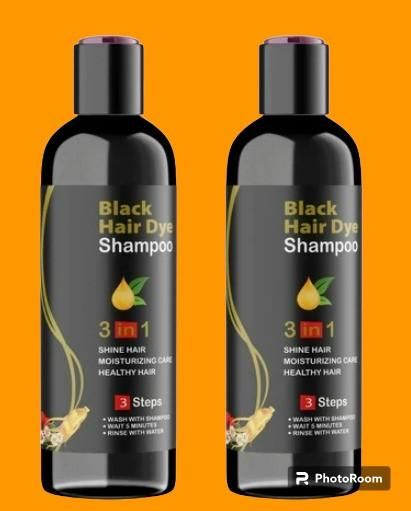 Unisex Instant Black Herbal Hair Dye Shampoo, Pack of 2.