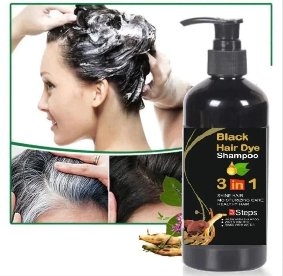 Unisex Instant Black Herbal Hair Dye Shampoo, Pack of 2.